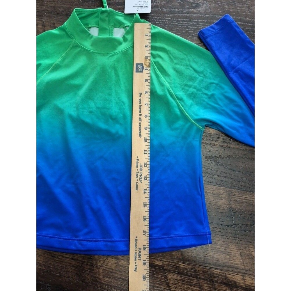 Athleta North Point Crop Rashguard UPF Long Sleeve Swim Shirt M Ombre New - Picture 4 of 11